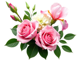 Obraz premium A beautiful arrangement of pink roses and white flowers
