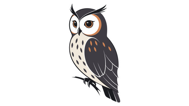Stylized wise owl illustration perched on a branch