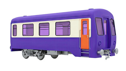 Cartoon Purple Train Car with Orange Door and Purple Windows