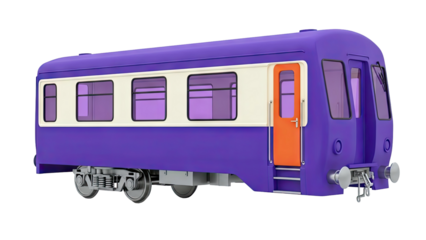 Cartoon Purple Train Car with Orange Door and Purple Windows