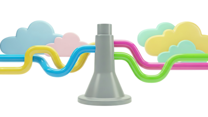 Abstract Flow System with Colorful Tubes and Clouds