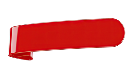 Red Ribbon Banner with Rounded Ends and Folded Edge