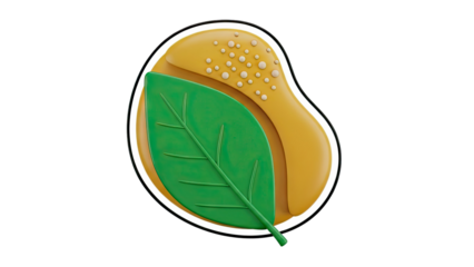 Stylized 3D Icon of a Leaf and Yellow Shape