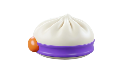Stylized Dumpling with Orange Accent