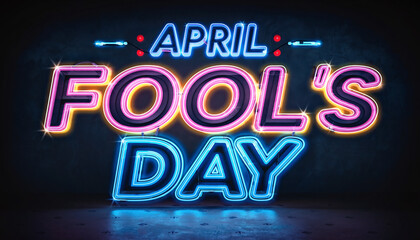 Captivating the playful spirit of April Fool's Day, this image showcases a vibrant neon sign with eye-catching colors and dynamic glow. Capturing the spirit of lighthearted amusement and pranks.