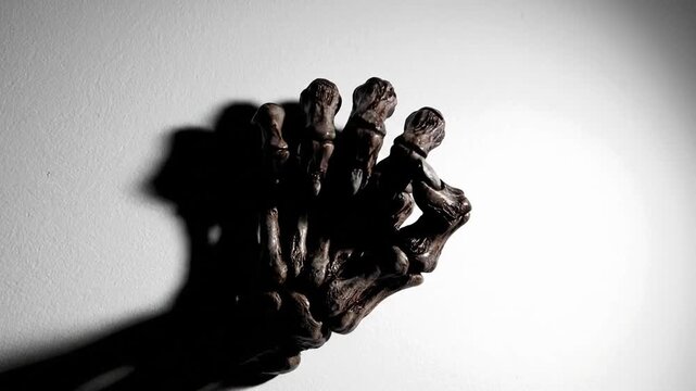 Eerie hand with claws casting a shadow