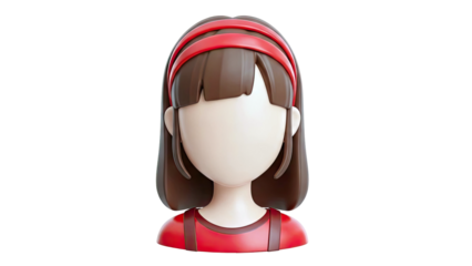 3D Cartoon Avatar of a Girl with Red Headband