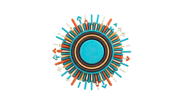 Abstract Sunburst with Arrows - Powered by Adobe