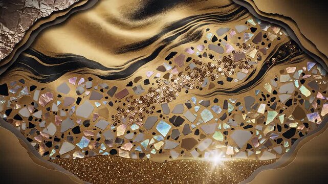 Abstract Gold Texture With Geometric Shapes and Glitter