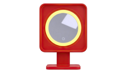Red lighted makeup mirror