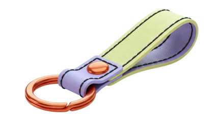 Pastel Leather Keychain with Copper Ring and Stud