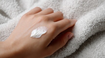 Applying cream to dry healthy hands