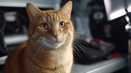 Expert feline grooming in the cabin