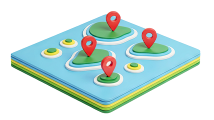 3D Map with Location Pins
