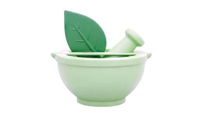 Green Mortar and Pestle with Leaf Decoration