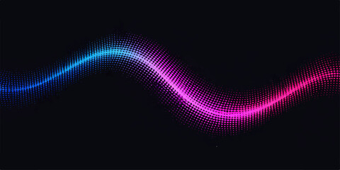 Abstract blue background with glowing motion lines and dark purple energy waves creates a fractal light effect pattern in this digital wallpaper illustration © Md