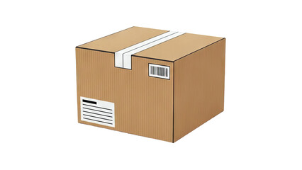 Fototapeta premium Cardboard Shipping Box with Barcode