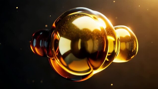 Abstract Immiscible Fluids, Gold and Black Liquid Loop