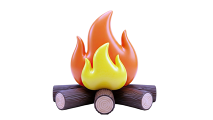 Cartoon Campfire with Logs