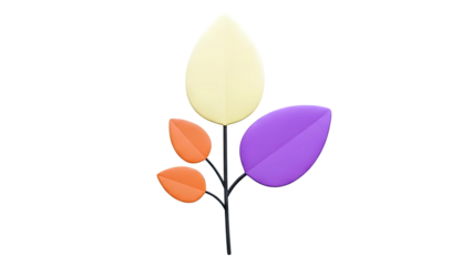 3D Rendered Stylized Plant with Colorful Leaves