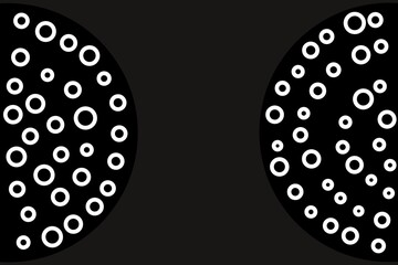 Asymmetrical harmony of dark and light circle shapes pattern background.