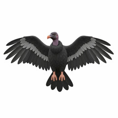 Majestic 3D Render Vulture with Wings Spread Front View Isolated
