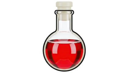Round-bottom flask with red liquid