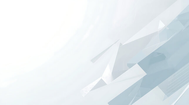 Abstract white and pale blue geometric background with dynamic sharp angular polygonal shapes and copy space