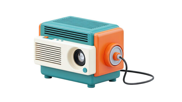 Retro Mini Projector with Orange and Teal Design