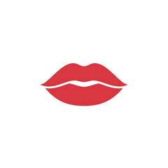 Stylized Red Lips Illustration on White Background.