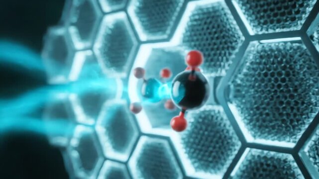 Methane Molecules Interacting with a Hexagonal Nanostructure in a Dynamic Science Animation