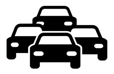 Obraz premium Black graphic depicting several cars from the front, in silhouette style