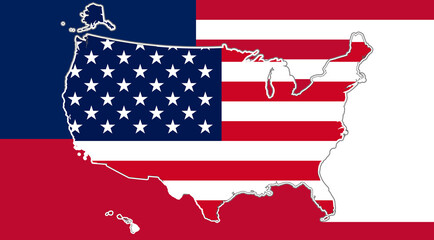 Obraz premium slightly simplified map of USA, creative abstract padding borders outline