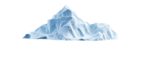 A Realistic 3d Render of a Massive Arctic Iceberg with a Jagged Peak and Detailed Icy Texture Isolated on a Transparent Background.