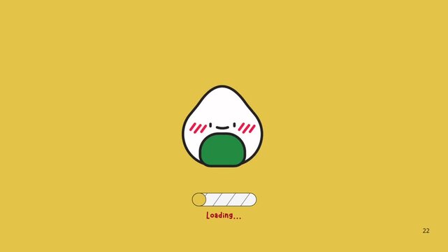 Cute and Whimsical Onigiri Character Loading Animation with Cheerful Expression