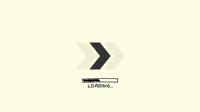Progress bar indicating loading or buffering in a simple animated design with chevron arrows