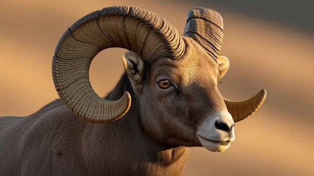 Bighorn Sheep Ram Close Up Portrait Animal Wildlife Ovis Canadensis Head Horns Wild Nature Majestic Beast Mammal Mountain Wilding Scenic