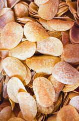 Potato chips are sold in bulk in grocery supermarkets