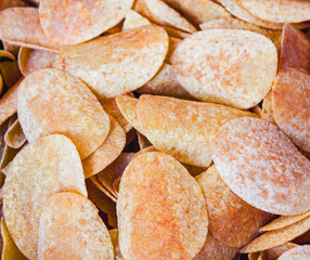 Potato chips are sold in bulk in grocery supermarkets