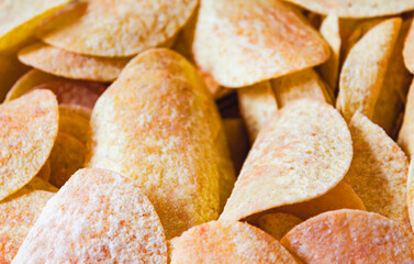 Potato chips are sold in bulk in grocery supermarkets