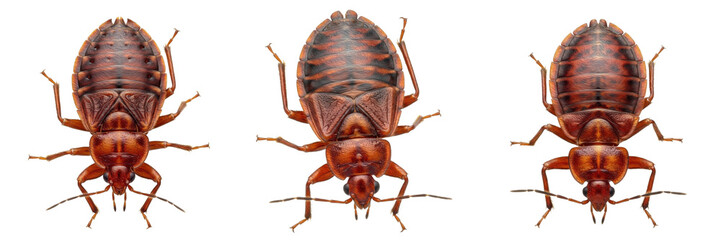Set and Collection of Bed Bug Insects Isolated on White Transparent PNG Background - Realistic Cimex Lectularius Pest Control Set © KinggOlat