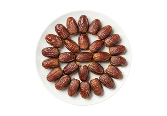artful circular display of dates on white plate