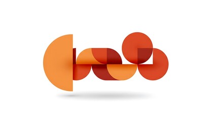 Abstract Orange and Red Ribbon Geometry Shape