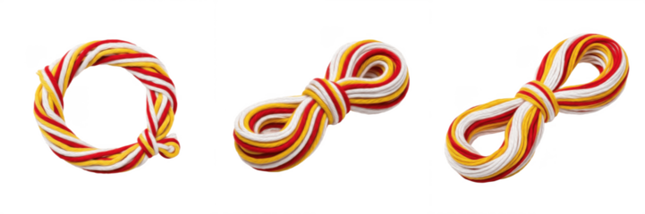 Sacred Thread Religious Ceremonial String Used in Rituals, Blessings and Faith Practices Across Cultural and Spiritual Traditions Isolated on White Background