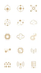 Fototapeta premium Golden Minimalist Technology Icon Set (Vertical)