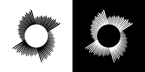 Fototapeta premium Dynamic abstract spiral sound wave rhythm lines. Circular spiral sound wave rhythm of lines. Circular futuristic abstract lines, black and white background.