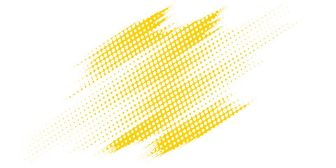 Yellow halftone corner gradient texture. Fading cartoon polka dot background. Dotted tilted gradation pattern. Fading comic pop art overlay backdrop. Vector slant frame halfton patern effect wallpaper © Mansur