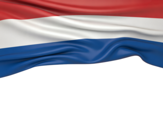 Patriotic Netherlands flag waving in the wind, symbolizing national pride and unity, suitable for independence day celebrations