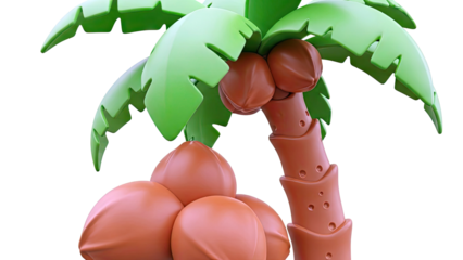 Stylized Palm Tree with Coconuts