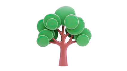Stylized Tree with Green Circular Leaves